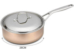 Sauteuse en cuivre inox Baumalu B'Chef avec couvercle en inox - 28cm