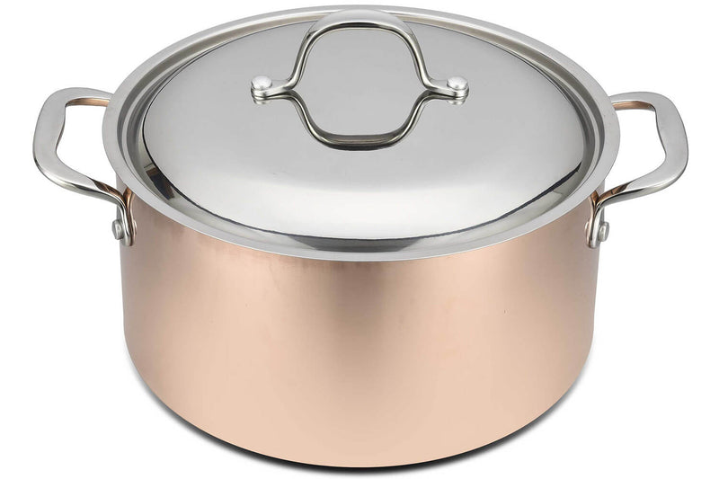 Faitout en cuivre inox 24cm Baumalu B'Chef avec couvercle en inox