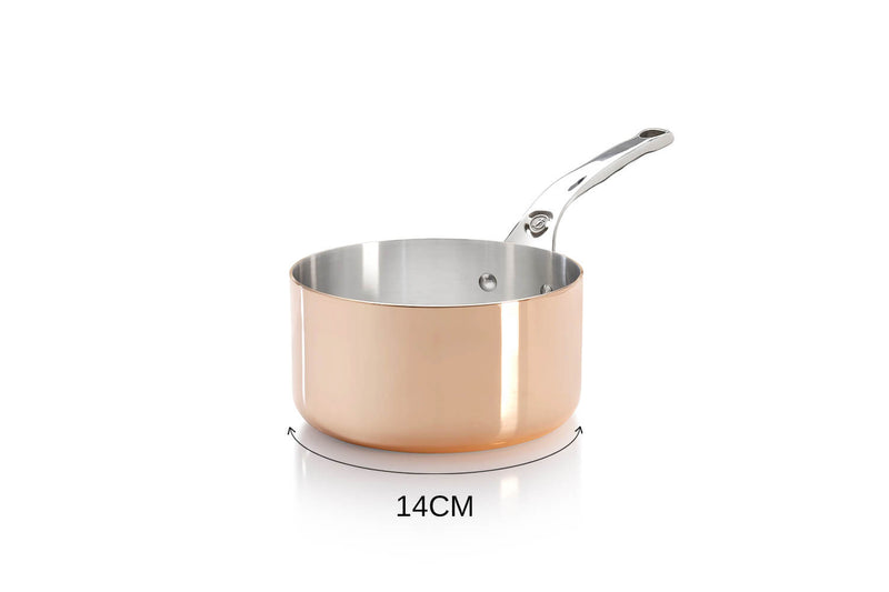 Casserole en cuivre inox De Buyer Prima Matera poignée en fonte d'inox compatible induction - 14cm