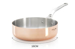 Sauteuse droite en cuivre inox De Buyer Prima Matera poignée en fonte d'inox compatible induction - 16cm