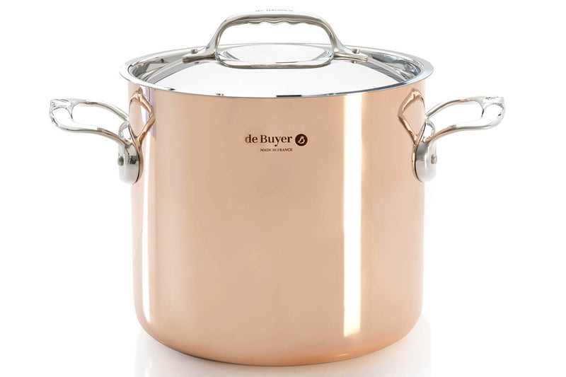 Marmite en cuivre inox 20cm De Buyer Prima Matera compatible induction anses en inox avec couvercle