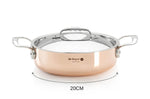 Sautoir droit en cuivre inox De Buyer Prima Matera anses en inox avec couvercle - 20cm