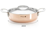 Sautoir droit en cuivre inox De Buyer Prima Matera anses en inox avec couvercle - 28cm