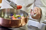Sautoir droit en cuivre inox De Buyer Prima Matera anses en inox avec couvercle