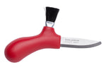 Couteau à champignons Mora Karl-Johan 12206 lame inox 6,2cm manche polypropylène rouge + étui