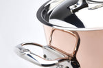Faitout en cuivre inox De Buyer Prima Matera compatible induction anses en inox avec couvercle