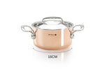 Faitout en cuivre inox De Buyer Prima Matera compatible induction anses en inox avec couvercle - 16cm
