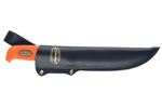 Couteau Marttiini Hunter's Carving Martef 935024 lame 15cm manche caoutchouc orange + étui