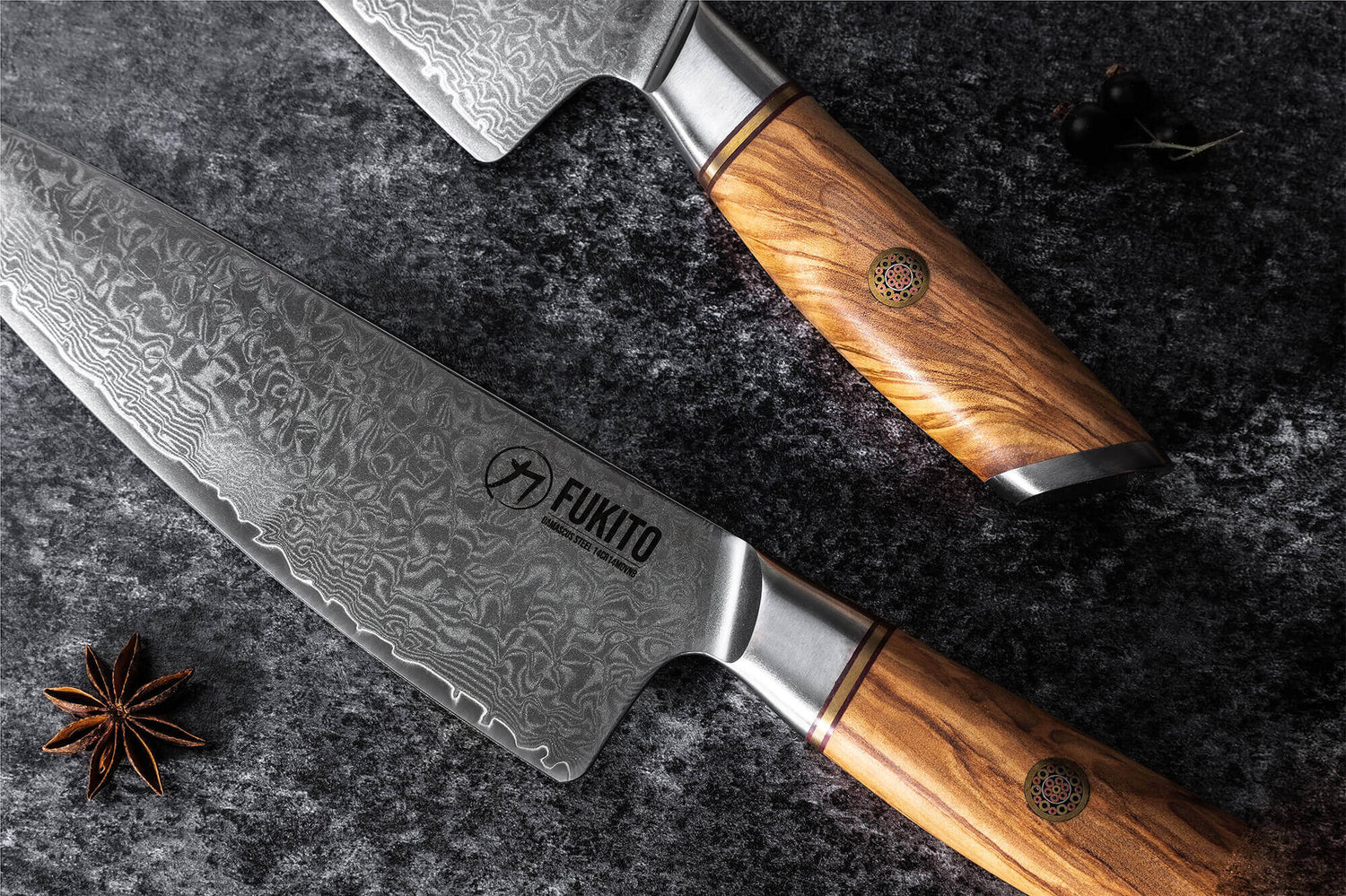 Couteau nakiri Fukito Olive Damas 14Cr 17cm