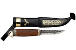 Couteau Marttiini Bronze Bird 557012 lame damassée 10cm manche bouleau + étui/coffret cadeau