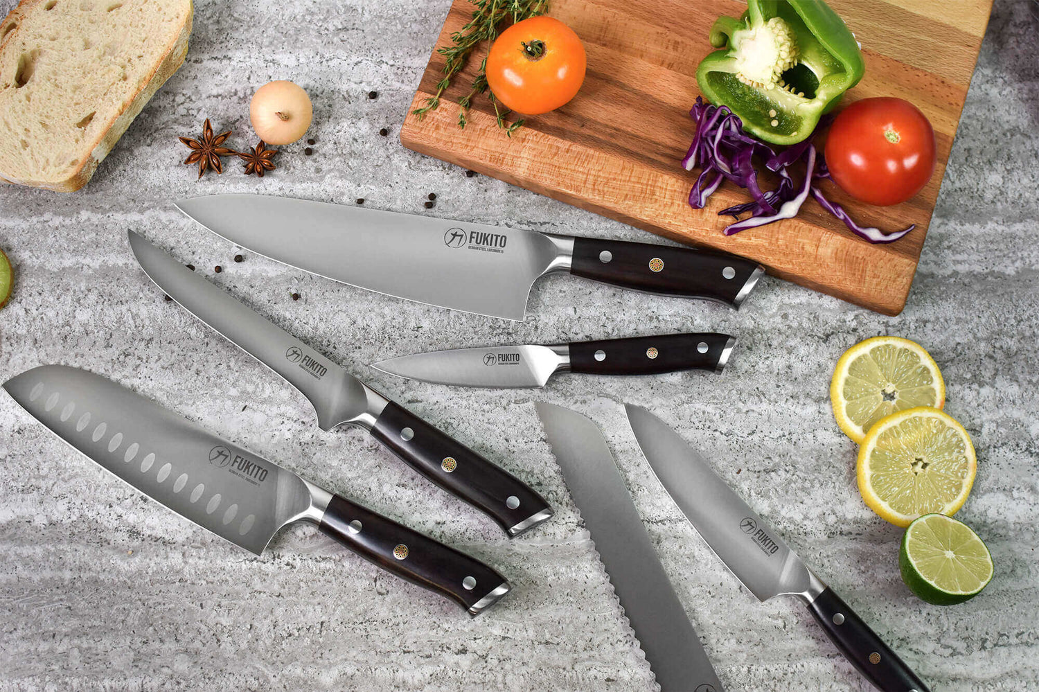 Couteau santoku Fukito Ebène X50 18cm