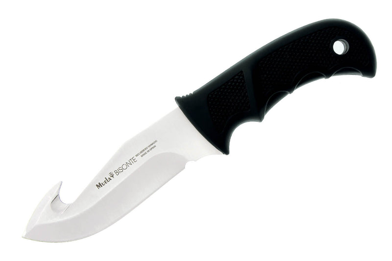 Couteau Muela Bisonte 9305 lame 11cm manche en gomme noir + étui en cuir