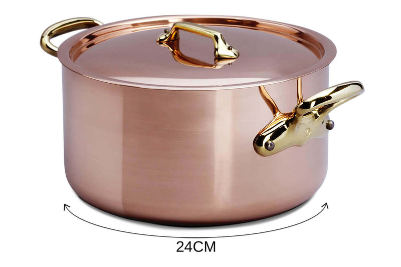 Cocotte en cuivre avec couvercle Mauviel M'Héritage 200B tous feux sauf induction - 24cm