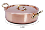 Rondeau en cuivre avec couvercle Mauviel M'Héritage 200B tous feux sauf induction - 24cm