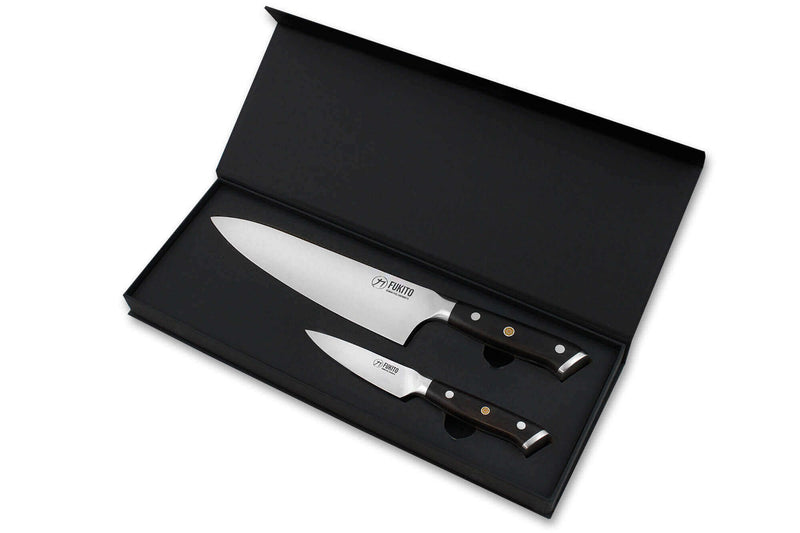 Coffret 2 couteaux Fukito Ebène X50 Chef + Office