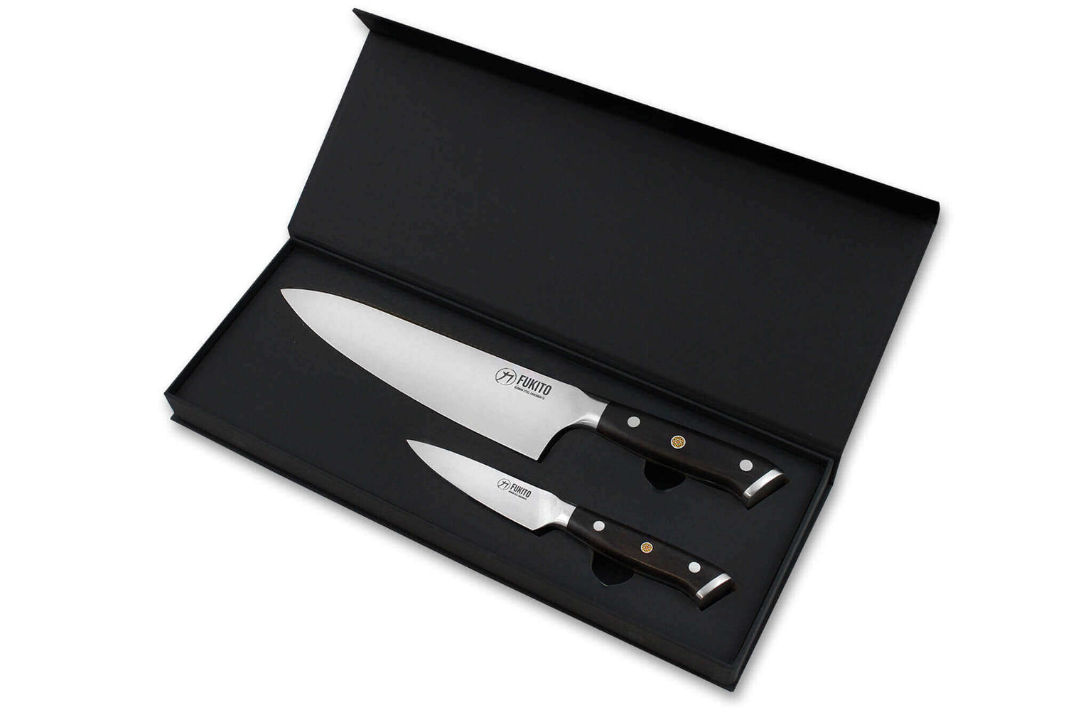 Coffret 2 couteaux Fukito Ebène X50 Chef + Office