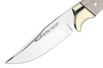 Couteau Muela Setter 9265 lame 11cm en acier manche en micarta blanc + étui en cuir