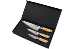 Coffret 3 couteaux Fukito Pakka San Mai Chef + Universel + Office
