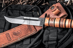 Couteau KA-BAR USMC Fighter 1217 lame carbone 17,8cm manche cuir + étui en cuir