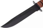 Couteau KA-BAR USMC Fighter 1217 lame carbone 17,8cm manche cuir + étui en cuir