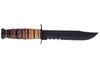 Couteau KA-BAR USMC 11216 lame semi-dentée 17cm manche cuir + étui en cuir