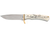 Couteau Herbertz 596210 lame 10,3cm manche ivoirine motif canard scrimshaw + étui en cuir