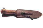 Couteau Herbertz 585518 lame damassée 17,9cm manche cerisier + étui en cuir + allume-feu