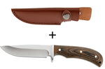 Couteau Herbertz 105811 lame en inox 10,8cm manche en bois de pakka avec étui en cuir