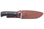 Couteau Herbertz 593413 lame damassée 12cm manche pakkawood riveté + étui en cuir