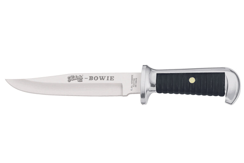 Couteau Herbertz Bowie 106415 lame 15,5cm manche zinc et cuir + étui en cuir