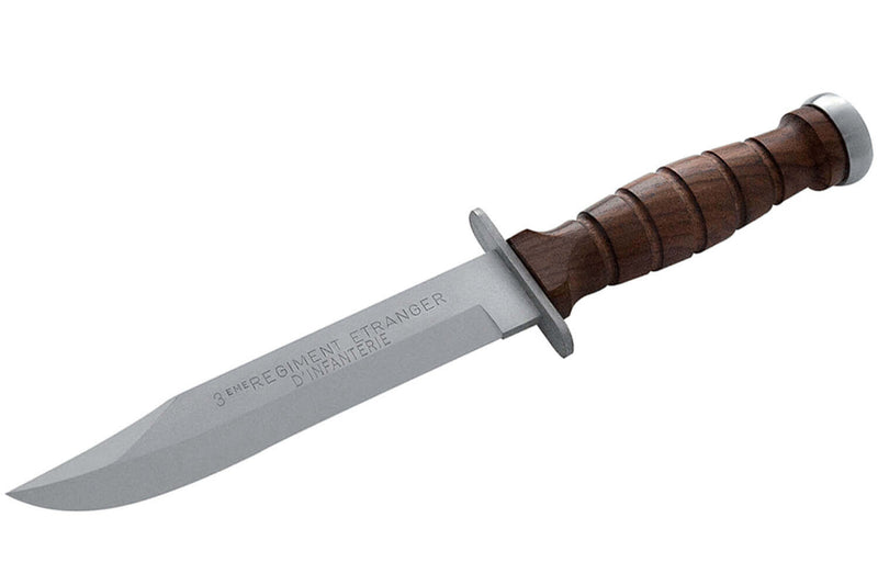Couteau Maserin 3EME R.E.I. 6009 lame 18cm manche en bois + étui en cuir et pierre à aiguiser