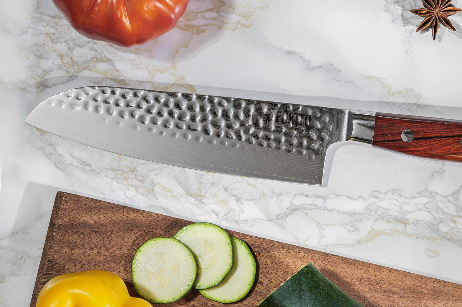 Couteau santoku Fukito Rosewood Damas 67 couches 18cm