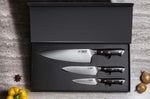 Coffret 3 couteaux Fukito Ebène X50 Chef + Universel + Office