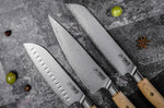 Coffret 3 couteaux Fukito Pakka San Mai Chef + Universel + Office