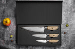 Coffret 3 couteaux Fukito Pakka San Mai Chef + Universel + Office