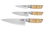 Coffret 3 couteaux Fukito Pakka San Mai Chef + Universel + Office