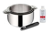 Set de 3 casseroles Lagostina Salvaspazio en inox 16, 18 et 20cm + poignée amovible + détergent
