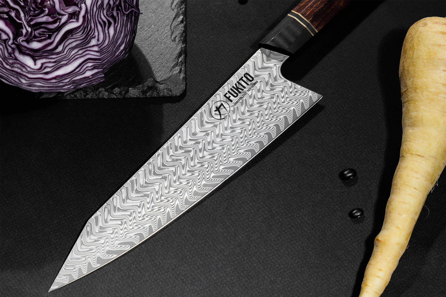 Couteau de chef kiritsuke Fukito Desert Damas 67 couches 21cm