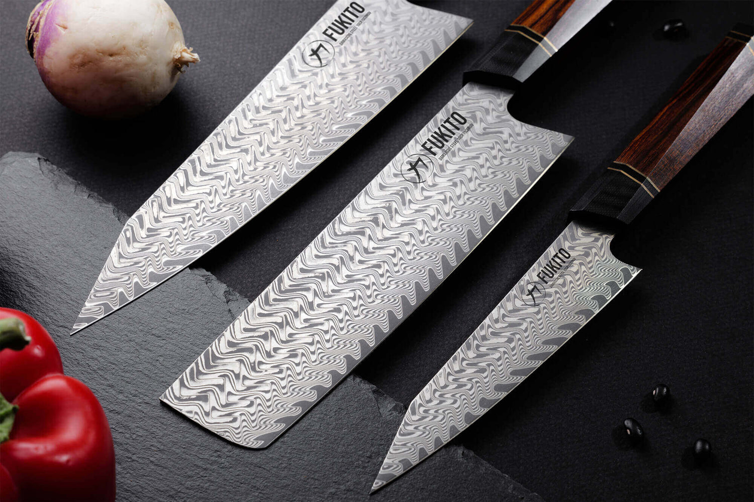 Couteau de chef kiritsuke Fukito Desert Damas 67 couches 21cm