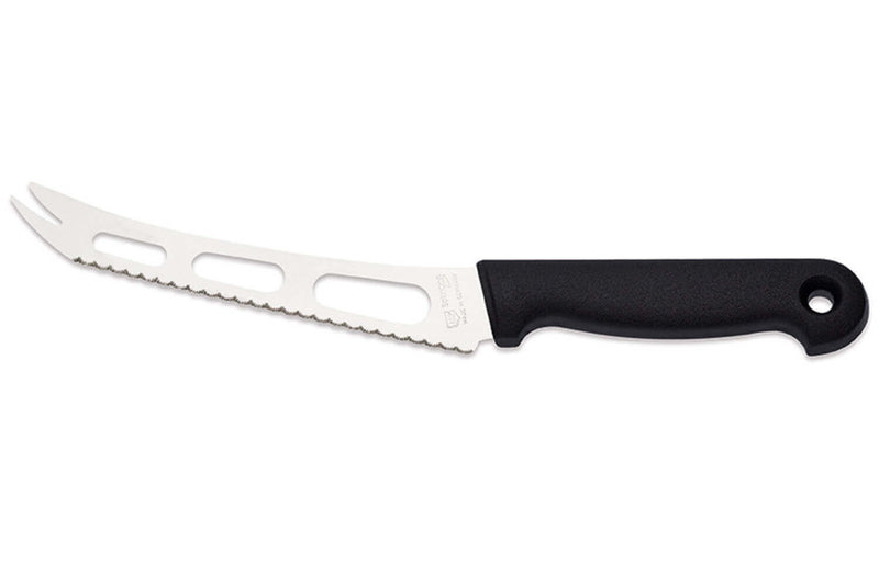 Couteau à fromage pro Giesser lame 15cm dentelée et ajourée à 2 dents