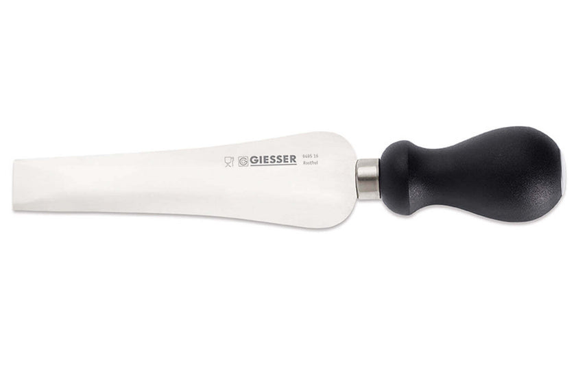 Couteau à parmesan Giesser lame carrée 16cm avec manche noir arrondi