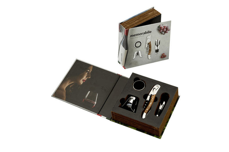 Coffret cadeau sommelier Legnoart Memorabile 4 accessoires