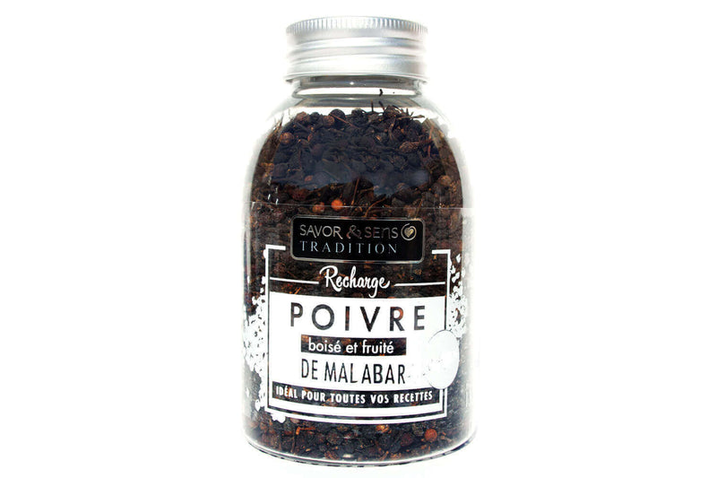 Recharge poivre Malabar noir des Indes Savor&Sens - 130g