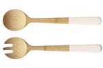 Couverts à salade Pebbly 29cm en bambou manche blanc