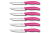 Set de 6 couteaux à steak Victorinox lame crantée 12cm manche rose