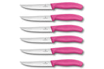 Set de 6 couteaux à steak Victorinox lame crantée 12cm manche rose
