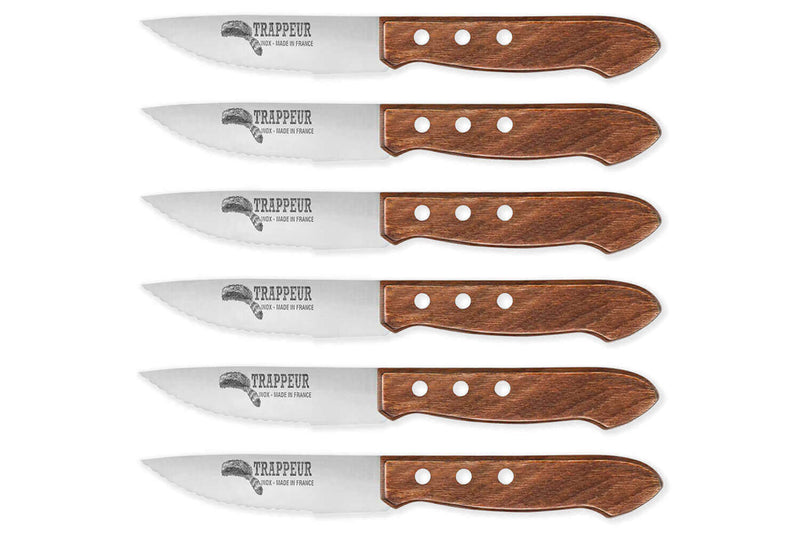 Coffret 6 couteaux à steak Trappeur Au Nain lames dentelées - Qualité française