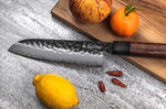 Couteau santoku Sayuto Séquoia San Mai martelé 18cm