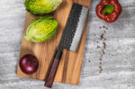 Couteau nakiri Sayuto Séquoia San Mai martelé 17cm