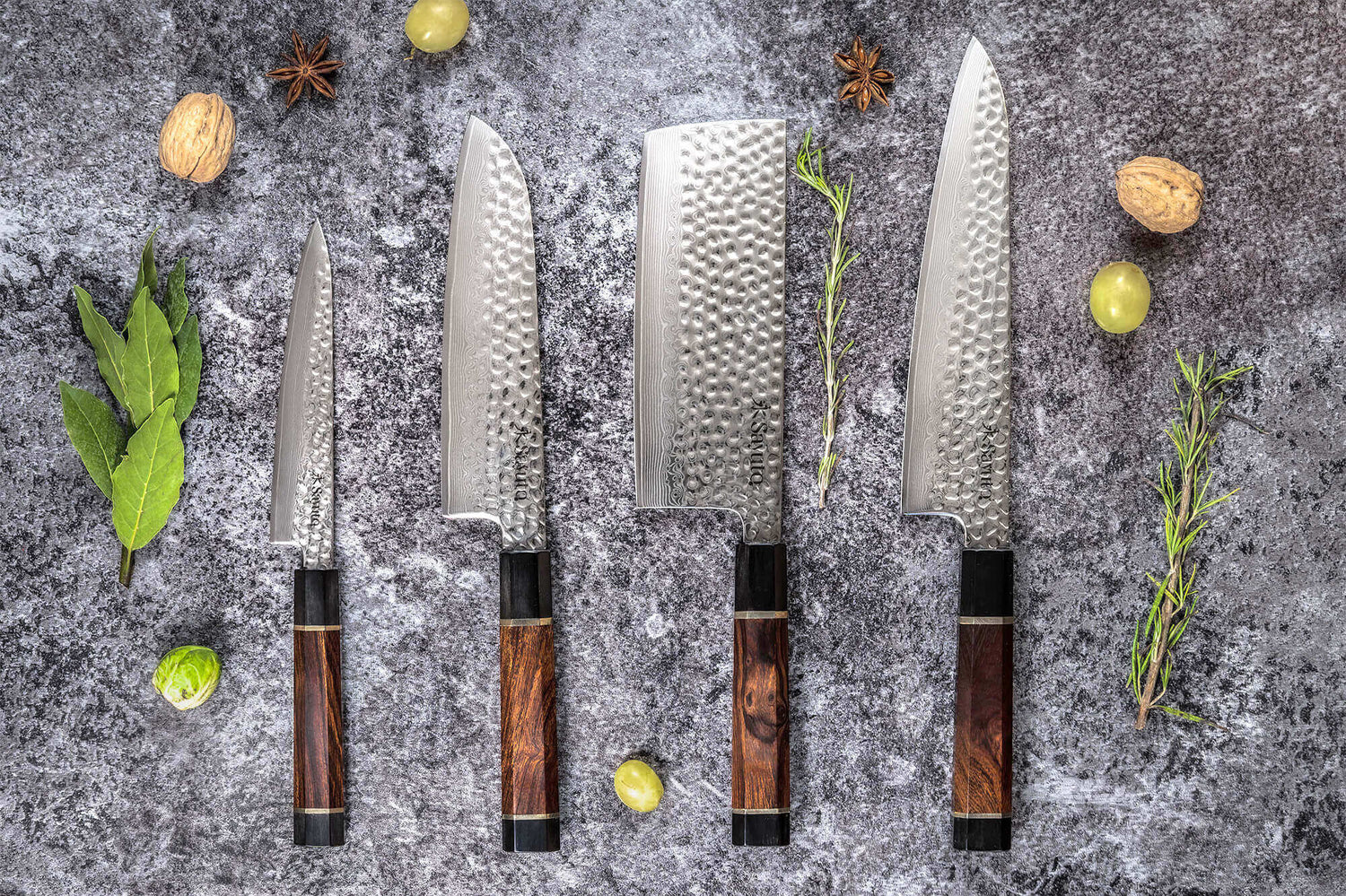 Couteau nakiri Sayuto Desert Damas martelé 17cm